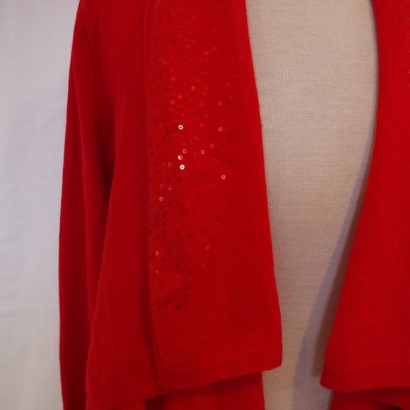 DKNY Draped Open Front Sequined Drape Front Cardigan- Sz XS/Sm - Picture 3 of 10